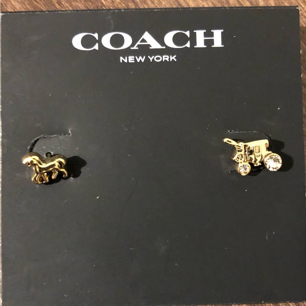 Coach Gold Horse and Carriage Earrings